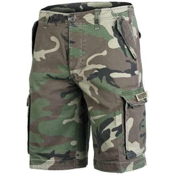 Mil-Tec shorts cargo da paracadutista prelavati in Woodland
