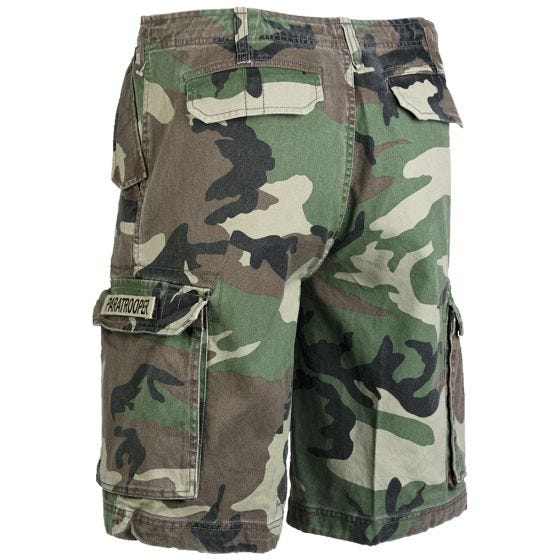 Mil-Tec shorts cargo da paracadutista prelavati in Woodland