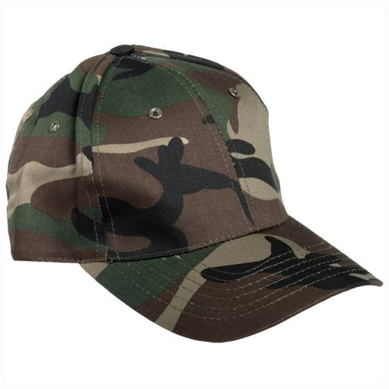 Mil-Tec cappellino da baseball con fascia in plastica in Woodland