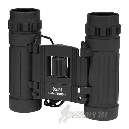 Mil-Tec binocolo pieghevole 8x21 in nero