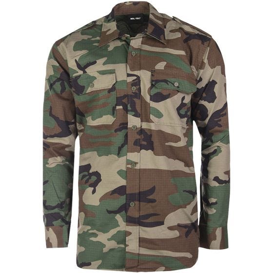 Mil-Tec camicia a maniche lunghe RipStop in Woodland