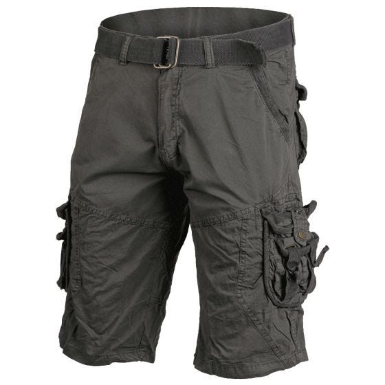 Mil-Tec pantaloni corti survival stile vintage prelavati in nero