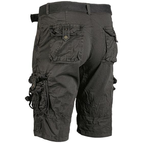 Mil-Tec pantaloni corti survival stile vintage prelavati in nero