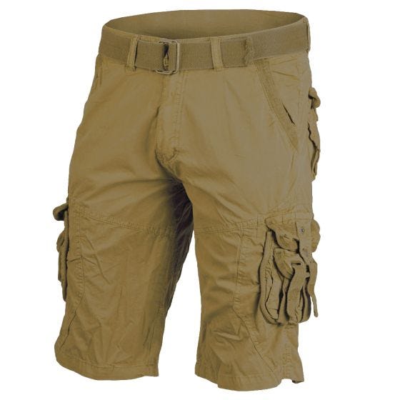 Mil-Tec pantaloni corti survival stile vintage prelavati in Coyote