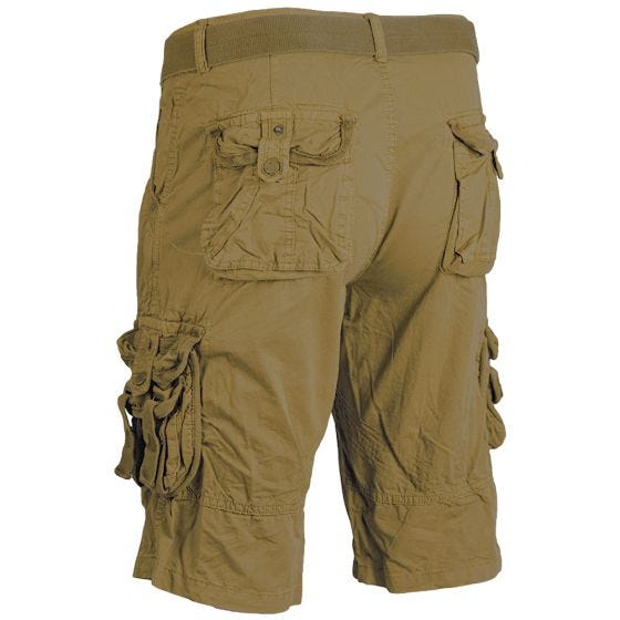 Mil-Tec pantaloni corti survival stile vintage prelavati in Coyote
