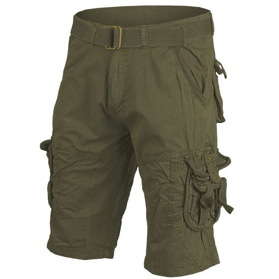 Mil-Tec pantaloni corti survival stile vintage prelavati in verde oliva