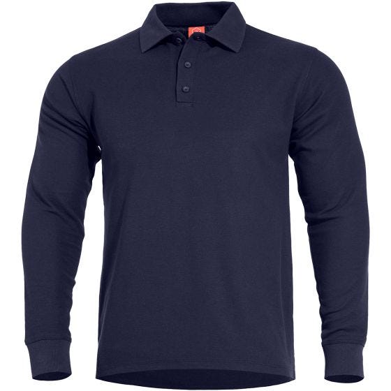 Pentagon polo a maniche lunghe Aniketos in Navy Blue