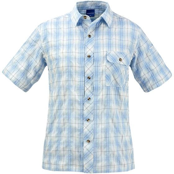 Propper camicia a maniche corte con chiusura a bottoni Covert in Light Blue Plaid
