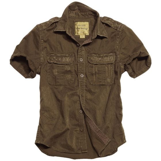 Surplus camicia a maniche corte vintage Raw in marrone