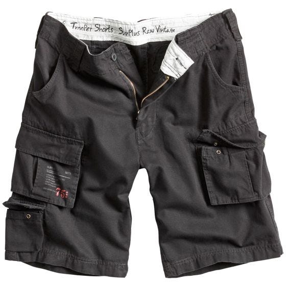 Surplus pantaloni corti Trooper in nero effetto slavato
