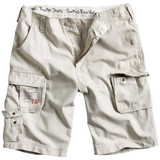 Surplus pantaloni corti Trooper in bianco sporco