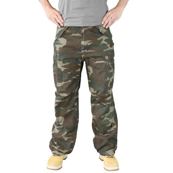 Surplus pantaloni Vintage Fatigues in Woodland