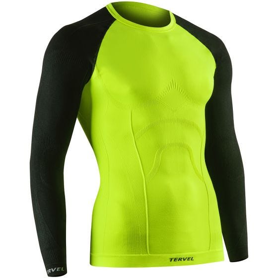 Tervel maglia a maniche lunghe Comfortline in Yellow Fluo / nero