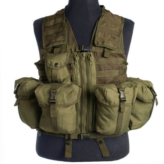 Mil-Tec gilet tattico a sistema modulare in verde oliva